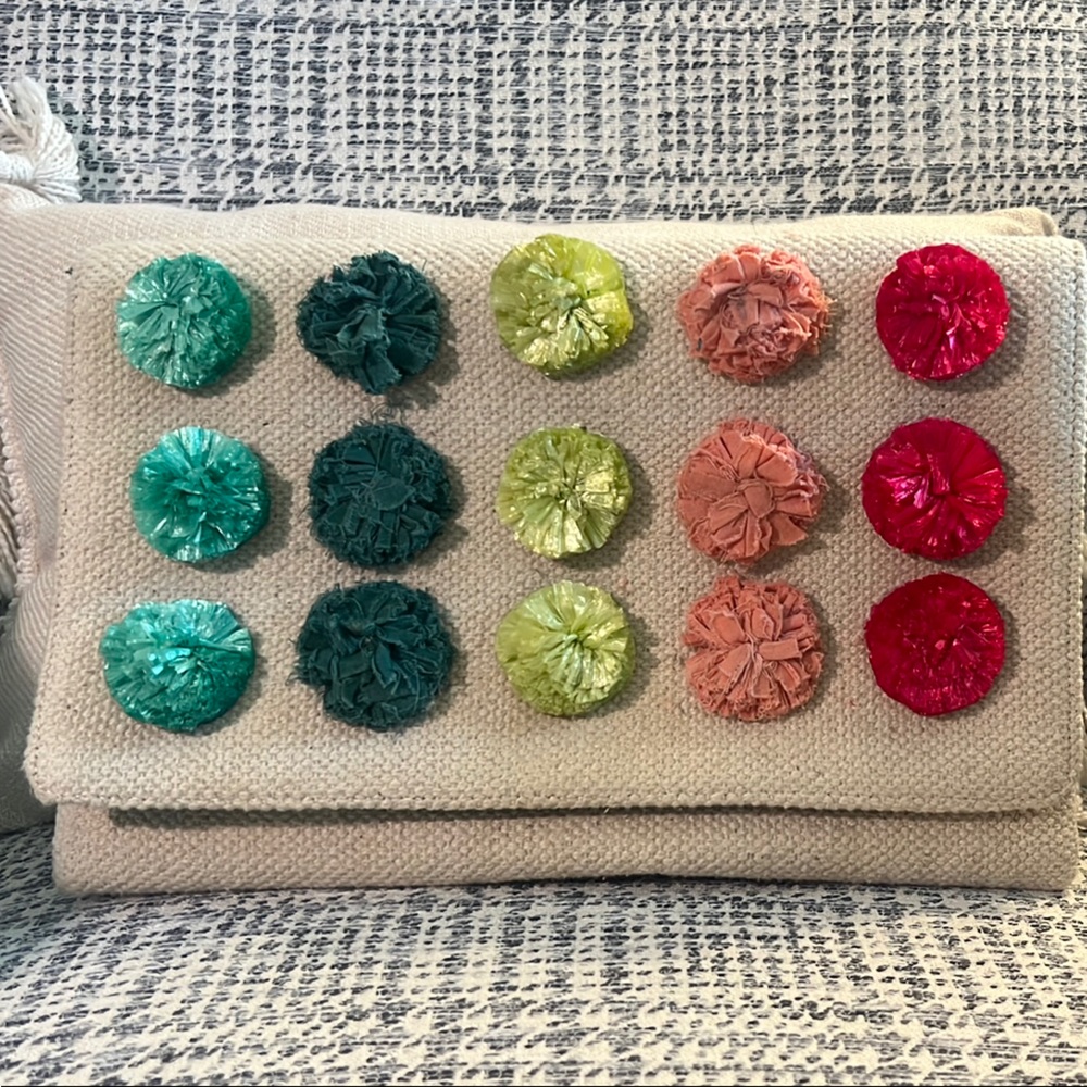 Stella & Dot Cream Clutch with Colorful Accents